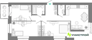 Планировка 3-комн. квартира, 72.64 м² ЖК «Лето»