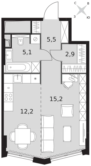 Квартира Студия, 40.9 м² ЖК «Sydney City» Фото 1 Квартира Студия, 40.9 м² ЖК «Sydney City» Фото 1