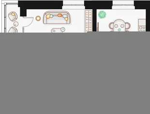 Планировка 2-комн. квартира, 56.3 м² ЖК «Жилой кластер Q на Кулагина»