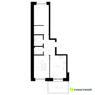 Планировка 2-комн. квартира, 65.82 м² ЖК «Statum»