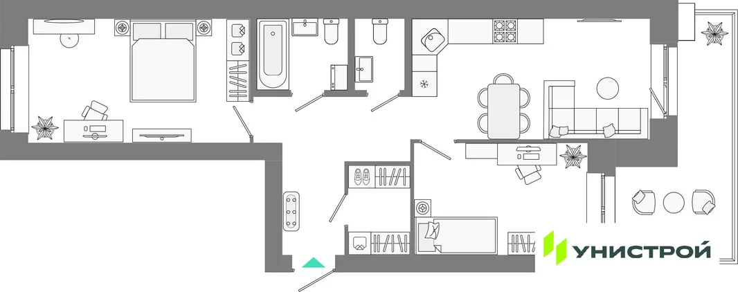 Планировка 2-комн. квартира, 65.6 м² ЖК «Лето»