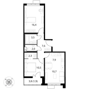 Квартира 3-комн. квартира, 62.8 м² ЖК «1-й Шереметьевский» Фото 1 Квартира 3-комн. квартира, 62.8 м² ЖК «1-й Шереметьевский» Фото 1