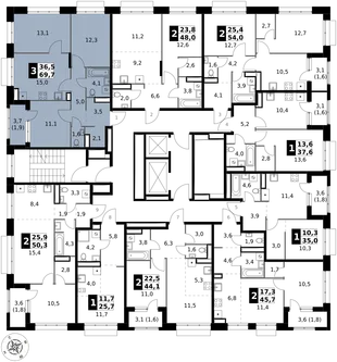 Квартира 3-комн. квартира, 69.7 м² ЖК «1-й Саларьевский» Фото 2 Квартира 3-комн. квартира, 69.7 м² ЖК «1-й Саларьевский» Фото 2