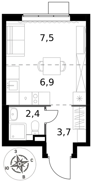 Квартира Студия, 20.5 м² ЖК «1-й Химкинский» Фото 1 Квартира Студия, 20.5 м² ЖК «1-й Химкинский» Фото 1