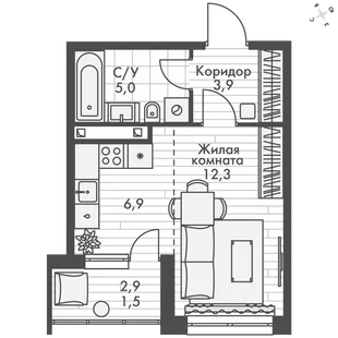 Квартира 1-комн. квартира, 29.6 м² ЖК «ФоРест» Фото 1 Квартира 1-комн. квартира, 29.6 м² ЖК «ФоРест» Фото 1