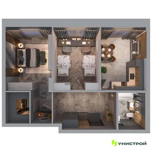 Планировка 2-комн. квартира, 58.21 м² ЖК «Statum»