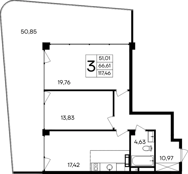 Планировка 3-комн. квартира, 117.46 м² Курортный кластер «САГА» Планировка 3-комн. квартира, 117.46 м² Курортный кластер «САГА»