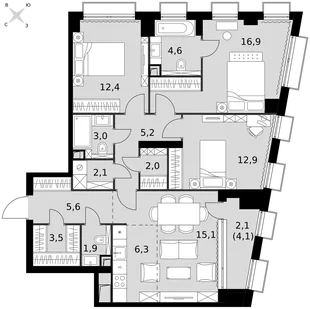 Квартира 4-комн. квартира, 93.6 м² ЖК «Sydney City» Фото 1 Квартира 4-комн. квартира, 93.6 м² ЖК «Sydney City» Фото 1
