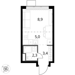 Квартира Студия, 19.6 м² ЖК «1-й Донской» Фото 1 Квартира Студия, 19.6 м² ЖК «1-й Донской» Фото 1