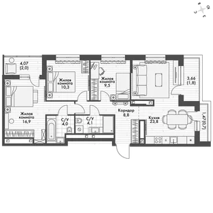 Квартира 4-комн. квартира, 82 м² ЖК «ФоРест» Фото 1 Квартира 4-комн. квартира, 82 м² ЖК «ФоРест» Фото 1