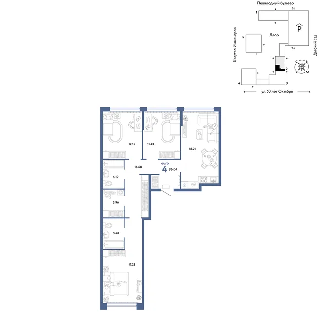 Планировка 4-комн. квартира, 86.04 м² ЖК «Сердце Сибири» Планировка 4-комн. квартира, 86.04 м² ЖК «Сердце Сибири»