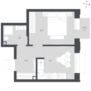 Квартира 1-комн. квартира, 32.9 м² ЖК «Флабеллум» Фото 1 Квартира 1-комн. квартира, 32.9 м² ЖК «Флабеллум» Фото 1