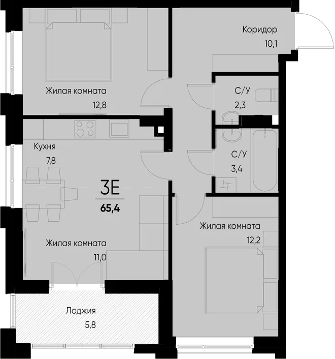 Планировка 3-комн. квартира, 65.4 м² ЖК «Васильевский остров» Планировка 3-комн. квартира, 65.4 м² ЖК «Васильевский остров»