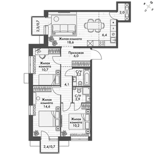 Квартира 4-комн. квартира, 80.2 м² ЖК «Флагман» Фото 1 Квартира 4-комн. квартира, 80.2 м² ЖК «Флагман» Фото 1