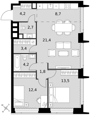 Квартира 3-комн. квартира, 72.3 м² ЖК «Amber Сity» Фото 1 Квартира 3-комн. квартира, 72.3 м² ЖК «Amber Сity» Фото 1