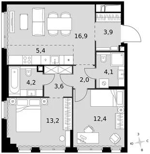 Квартира 3-комн. квартира, 65.7 м² ЖК «Sydney City» Фото 1 Квартира 3-комн. квартира, 65.7 м² ЖК «Sydney City» Фото 1