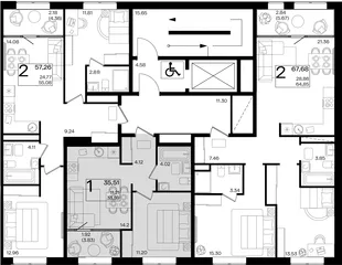 Квартира 2-комн. квартира, 67.68 м² ЖК «Патрики» Фото 1