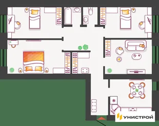 Планировка 4-комн. квартира, 101.64 м² ЖК «Южный бульвар 2»