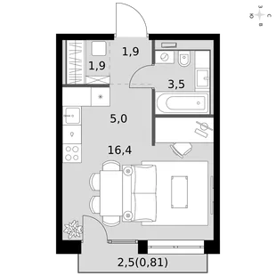 Квартира Студия, 29.5 м² ЖК «Фриссон» Фото 1