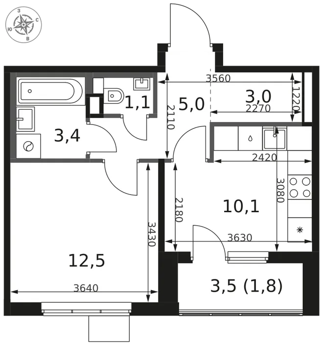 Планировка 1-комн. квартира, 36.9 м² ЖК «1-й Химкинский» Планировка 1-комн. квартира, 36.9 м² ЖК «1-й Химкинский»