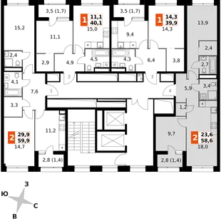 Квартира 2-комн. квартира, 58.6 м² ЖК «Sky Garden» Фото 2