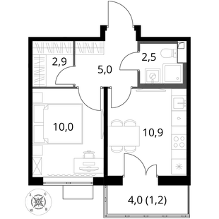 Квартира 1-комн. квартира, 32.5 м² ЖК «1-й Шереметьевский» Фото 1 Квартира 1-комн. квартира, 32.5 м² ЖК «1-й Шереметьевский» Фото 1