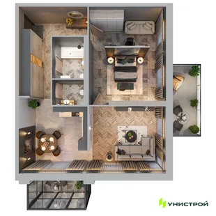 Планировка 2-комн. квартира, 77.36 м² ЖК «Лисино»