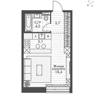 Квартира Студия, 31.4 м² ЖК «Философия» Фото 1