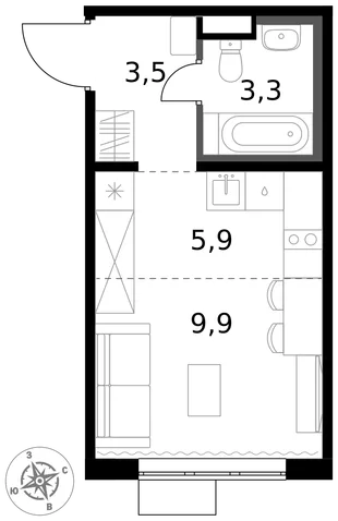 Квартира Студия, 22.6 м² ЖК «1-й Химкинский» Фото 1