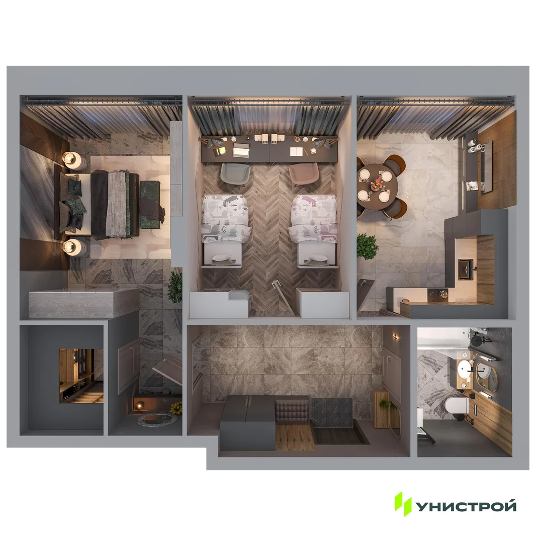 Планировка 2-комн. квартира, 58.21 м² ЖК «Statum»