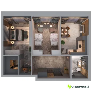 Планировка 2-комн. квартира, 58.21 м² ЖК «Statum»