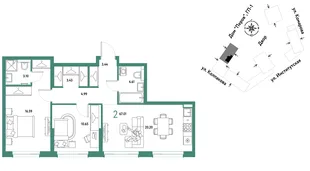 Планировка 2-комн. квартира, 67.01 м² ЖК «Страна.Парковая»