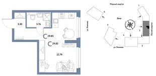 Планировка Студия, 29.85 м² ЖК «Сибирский сад»