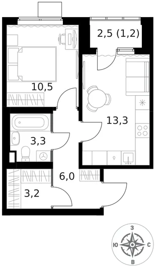 Квартира 1-комн. квартира, 37.5 м² ЖК «1-й Ясеневский» Фото 1