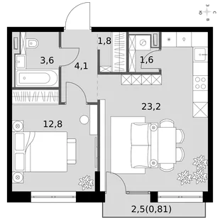 Квартира 2-комн. квартира, 47.9 м² ЖК «Фриссон» Фото 1 Квартира 2-комн. квартира, 47.9 м² ЖК «Фриссон» Фото 1