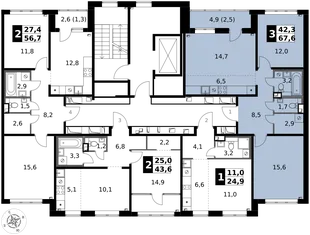 Квартира 3-комн. квартира, 67.6 м² ЖК «1-й Химкинский» Фото 2 Квартира 3-комн. квартира, 67.6 м² ЖК «1-й Химкинский» Фото 2