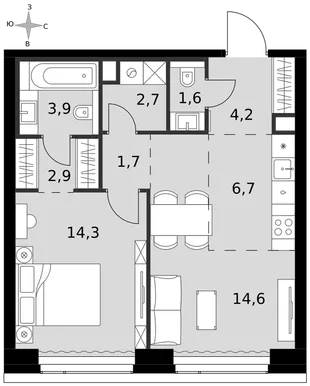 Квартира 2-комн. квартира, 52.6 м² ЖК «Amber Сity» Фото 1 Квартира 2-комн. квартира, 52.6 м² ЖК «Amber Сity» Фото 1