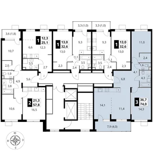 Квартира 3-комн. квартира, 74 м² ЖК «1-й Шереметьевский» Фото 1 Квартира 3-комн. квартира, 74 м² ЖК «1-й Шереметьевский» Фото 1