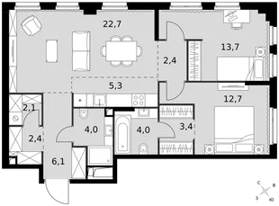 Квартира 3-комн. квартира, 78.8 м² ЖК «Sydney City» Фото 1 Квартира 3-комн. квартира, 78.8 м² ЖК «Sydney City» Фото 1