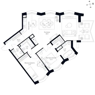 Квартира 3-комн. квартира, 97.1 м² ЖК «Фордевинд» Фото 1 Квартира 3-комн. квартира, 97.1 м² ЖК «Фордевинд» Фото 1