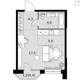 Квартира Студия, 31.9 м² ЖК «Фриссон» Фото 1 Квартира Студия, 31.9 м² ЖК «Фриссон» Фото 1