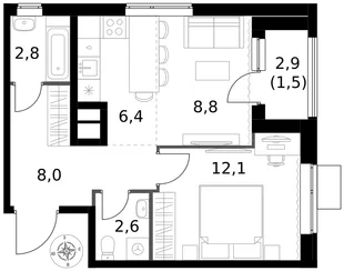 Квартира 2-комн. квартира, 42.2 м² ЖК «1-й Измайловский» Фото 1 Квартира 2-комн. квартира, 42.2 м² ЖК «1-й Измайловский» Фото 1