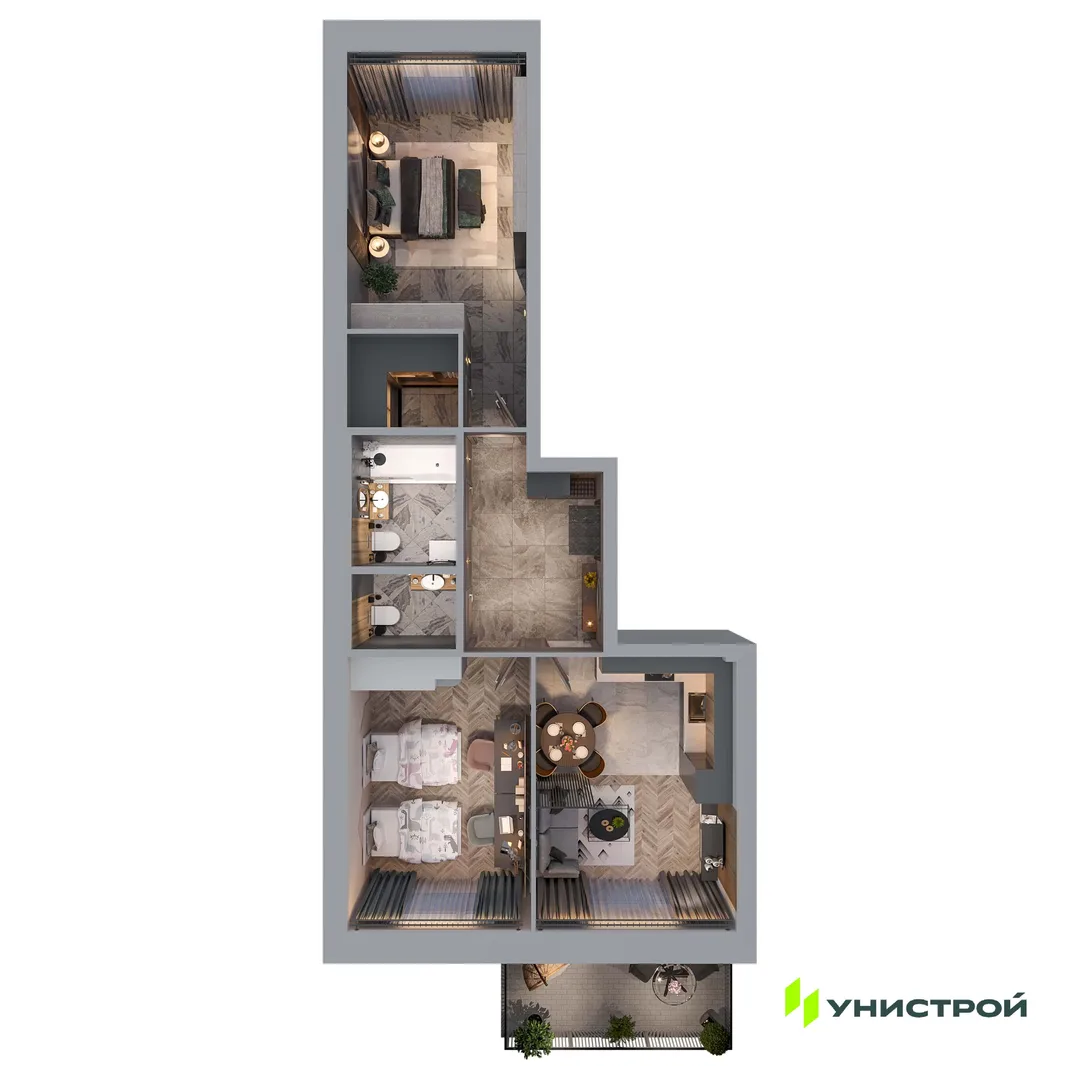 Планировка 2-комн. квартира, 66.5 м² ЖК «Statum»