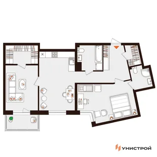 Планировка 2-комн. квартира, 78.66 м² ЖК «Лисино»