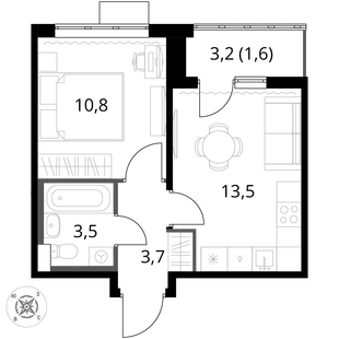 Квартира 1-комн. квартира, 33.1 м² ЖК «1-й Шереметьевский» Фото 1 Квартира 1-комн. квартира, 33.1 м² ЖК «1-й Шереметьевский» Фото 1
