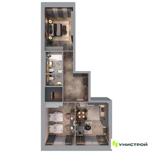 Планировка 2-комн. квартира, 65.63 м² ЖК «Statum»