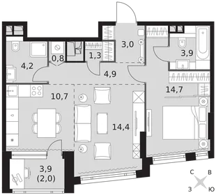 Квартира 2-комн. квартира, 59.9 м² ЖК «Rotterdam» Фото 1 Квартира 2-комн. квартира, 59.9 м² ЖК «Rotterdam» Фото 1
