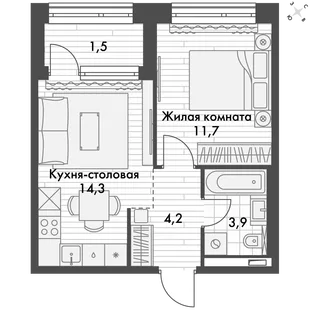 Квартира 1-комн. квартира, 36.3 м² ЖК «Философия» Фото 1 Квартира 1-комн. квартира, 36.3 м² ЖК «Философия» Фото 1