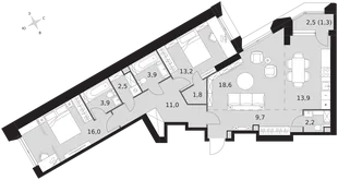 Квартира 3-комн. квартира, 98 м² ЖК «Архитектор» Фото 1 Квартира 3-комн. квартира, 98 м² ЖК «Архитектор» Фото 1