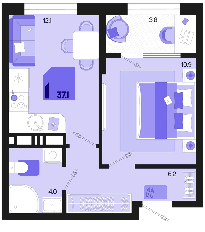 Планировка 1-комн. квартира, 37.1 м² ЖК «Первое место» Планировка 1-комн. квартира, 37.1 м² ЖК «Первое место»